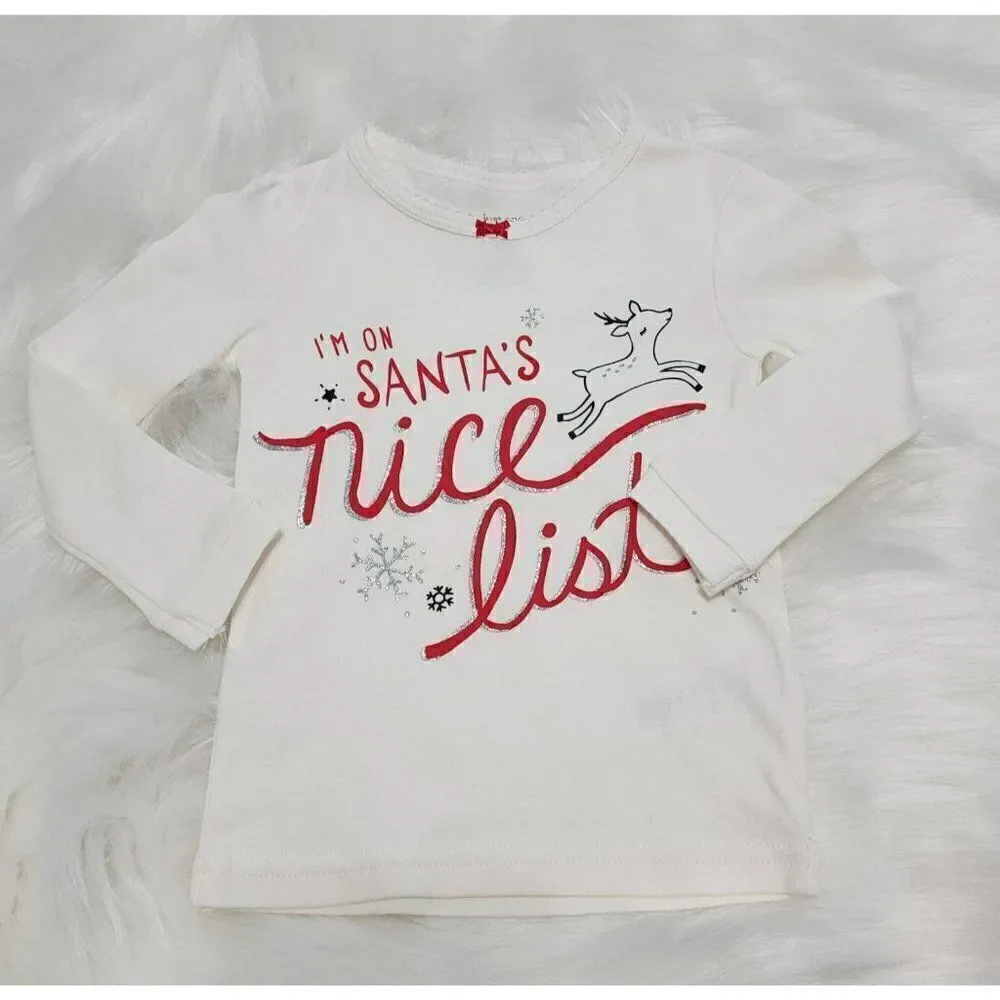 NWOT Carter's Toddler Girl 12 Mths Santa's Nice list‎ Pajama Tutu set Red White